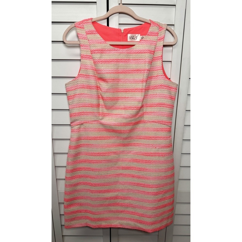 Eliza J Striped Tweed Metallic Sleeveless Dress Office Women's Size 14